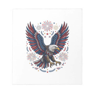 Patriotisk Vit Huvad Örn Fyrverkerier Vintage Vekt Anteckningsblock