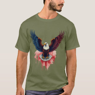 Patriotisk Vit Huvad Örn med Amerikanska Flaggans  T Shirt