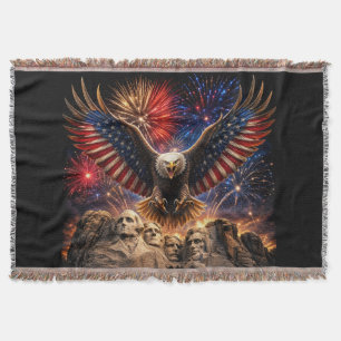 Patriotisk Vitörn Mount Rushmore Fyrverkerier Filt