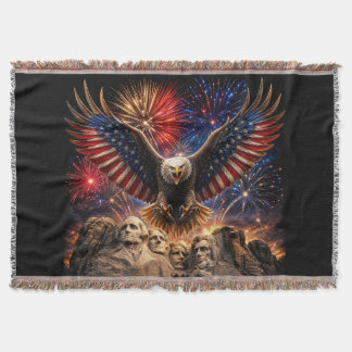 Patriotisk Vitörn Mount Rushmore Fyrverkerier Filt