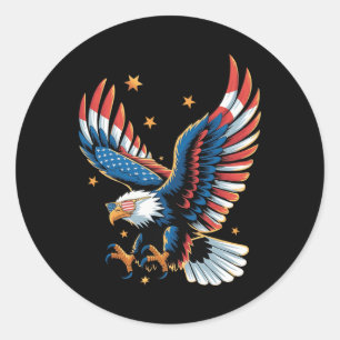 Patriotisk Vitörnad Amerikansk Flagga 4:e Juli Örn Runt Klistermärke