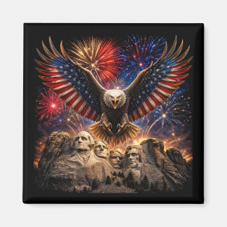 Patriotisk Vitörnad Örn Mount Rushmore Fyrverkerie Magnet