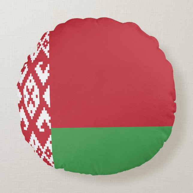Patriotisk vitrysk flagga rund kudde (Framsidan)