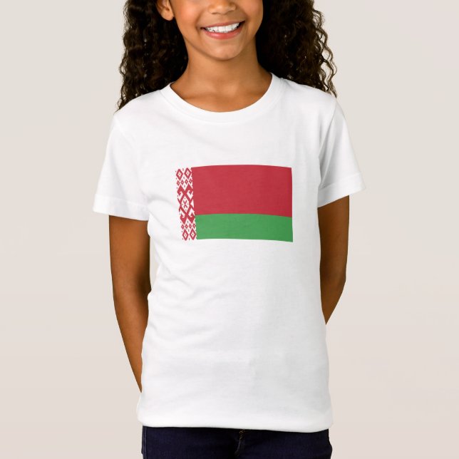 Patriotisk vitrysk flagga t shirt (Framsida)