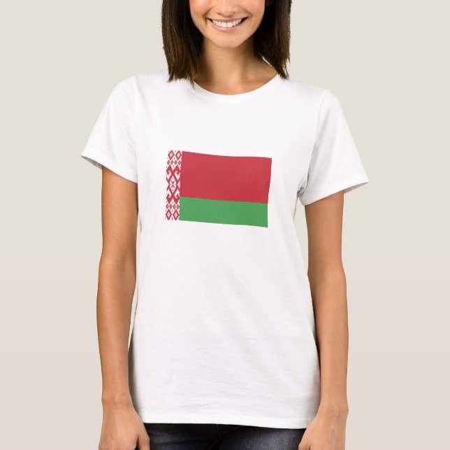 Patriotisk vitrysk flagga t shirt (Framsida)
