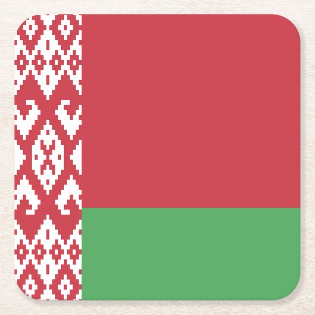 Patriotisk vitrysk flaggas torg pappersunderlägg underlägg papper kvadrat (Framsidan)