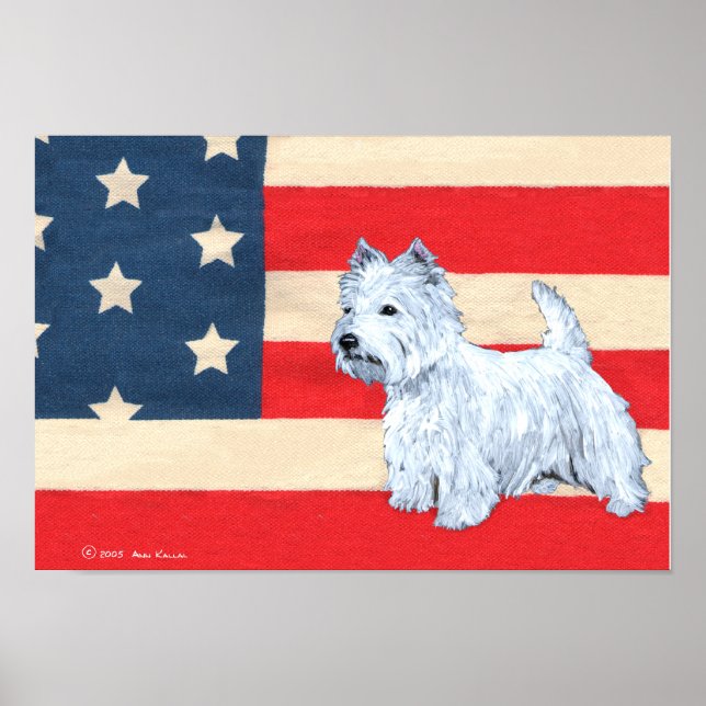 Patriotisk West Highland White Terrier Poster (Framsidan)