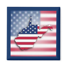 Patriotisk West Virginia 2" Fyrkantig Magnet