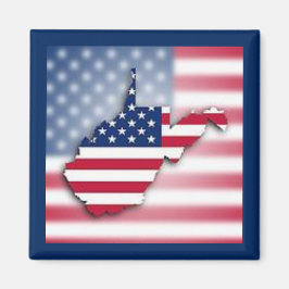 Patriotisk West Virginia 2" Fyrkantig Magnet