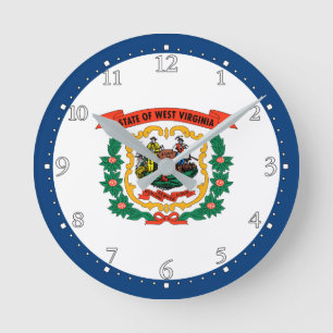 Patriotisk West Virginia statsflagga Rund Klocka
