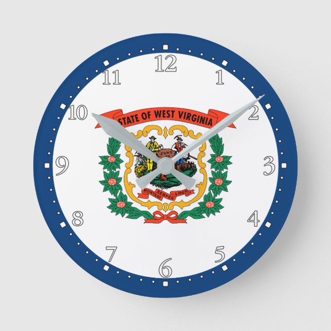 Patriotisk West Virginia statsflagga Rund Klocka (Framsida)