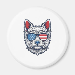 Patriotisk Westie-hund Solglasögon Vintage Vector Magnet