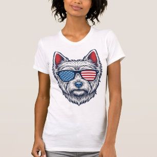 Patriotisk Westie-hund solglasögon Vintage Vector  T Shirt