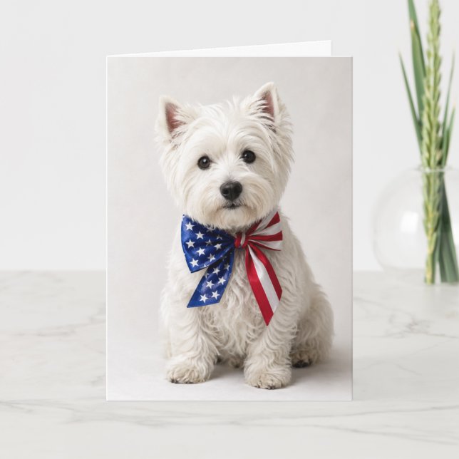 Patriotisk Westie West Highland Terrier 4 juli Kort (Framsida)
