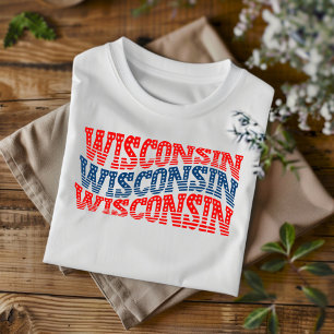 Patriotisk Wisconsin röd och blå Boho T-shirt