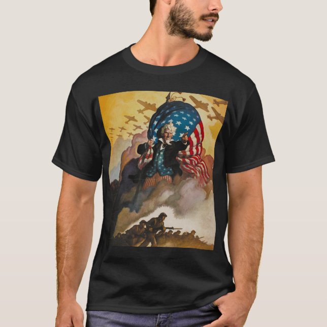 patriotisk WWII-affischt-skjorta T-shirt (Framsida)