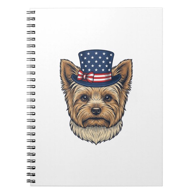 Patriotisk Yorkshire Terrier Vintage Anteckningsbok (Framsidan)