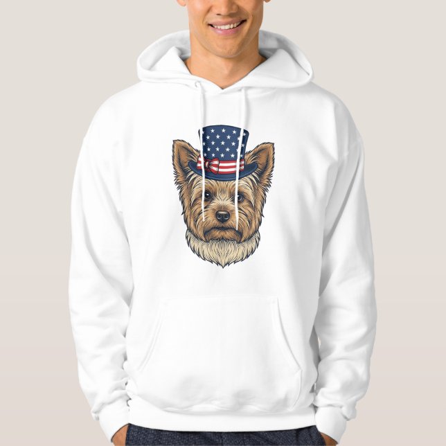 Patriotisk Yorkshire Terrier Vintage Hoodie (Framsida)