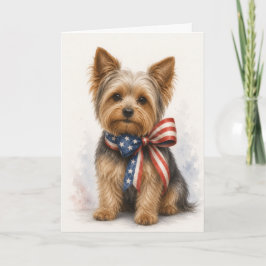 Patriotisk Yorkshire Terrier - Yorkie 4:e juli Kort