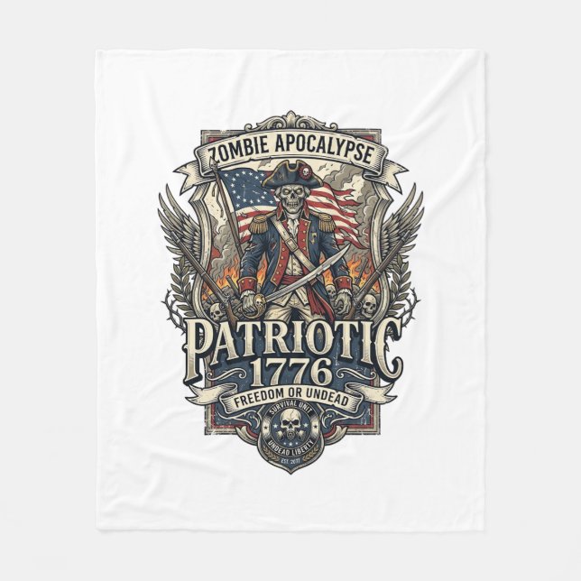 Patriotisk Zombie Patriot General Zombie Apokalyps Fleecefilt (Framsidan)