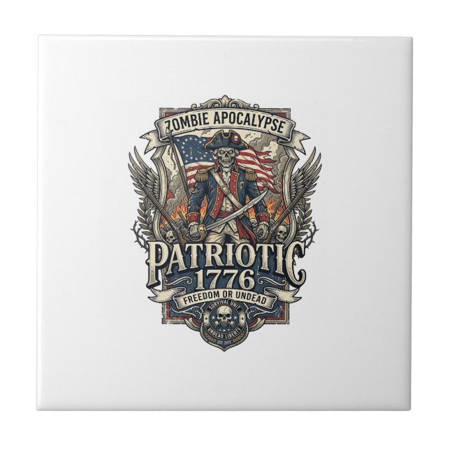 Patriotisk Zombie Patriot General Zombie Apokalyps Kakelplatta (Framsidan)