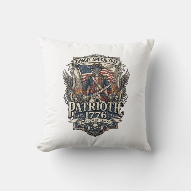 Patriotisk Zombie Patriot General Zombie Apokalyps Kudde (Framsida)