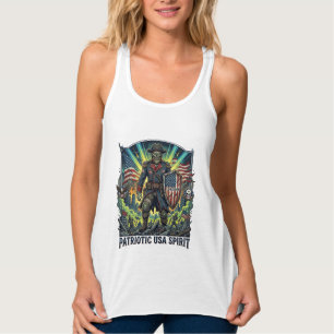 Patriotisk Zombie Patriot General Zombie Apokalyps Linne Med Racerback