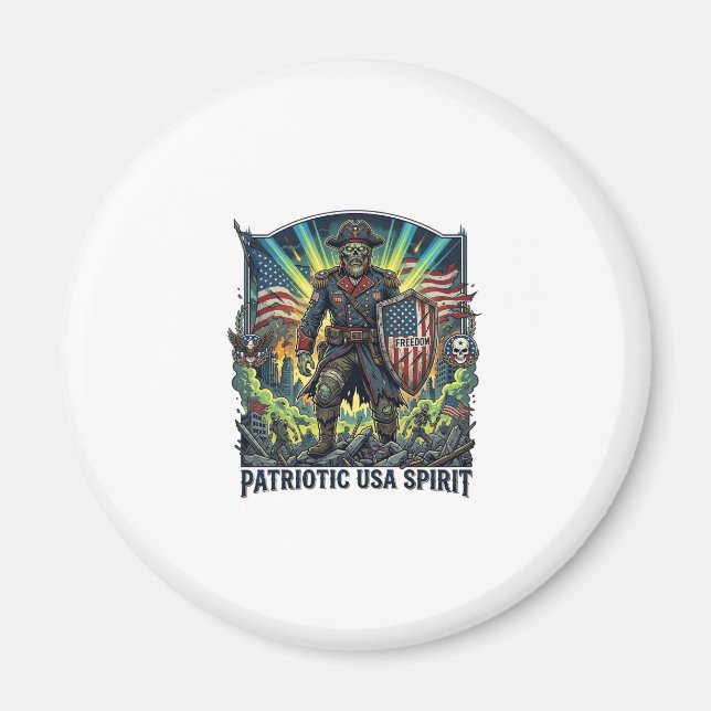 Patriotisk Zombie Patriot General Zombie Apokalyps Magnet (Framsidan)