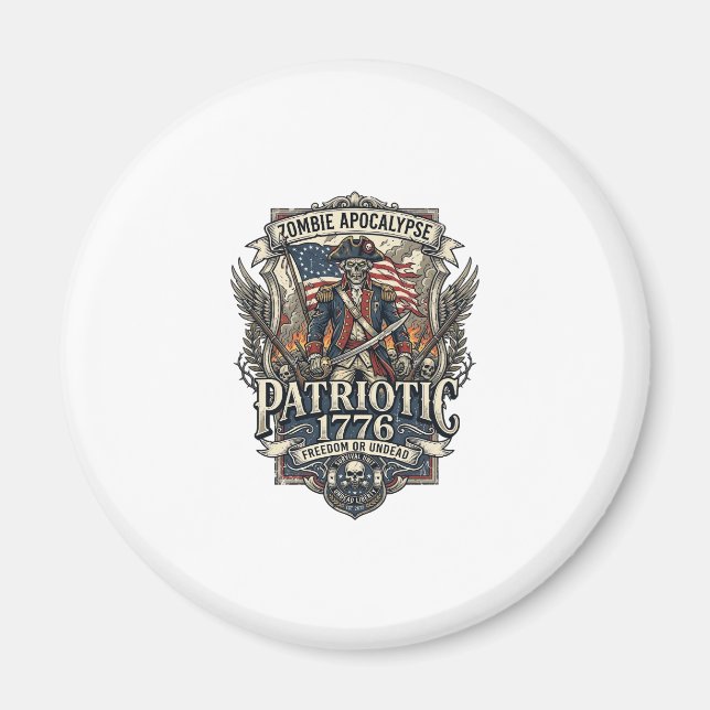 Patriotisk Zombie Patriot General Zombie Apokalyps Magnet (Framsidan)