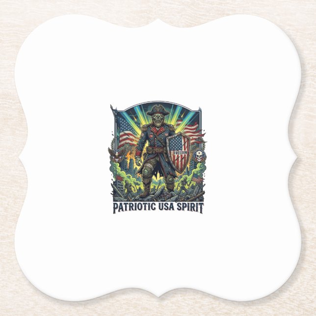 Patriotisk Zombie Patriot General Zombie Apokalyps Underlägg Papper (Framsida)
