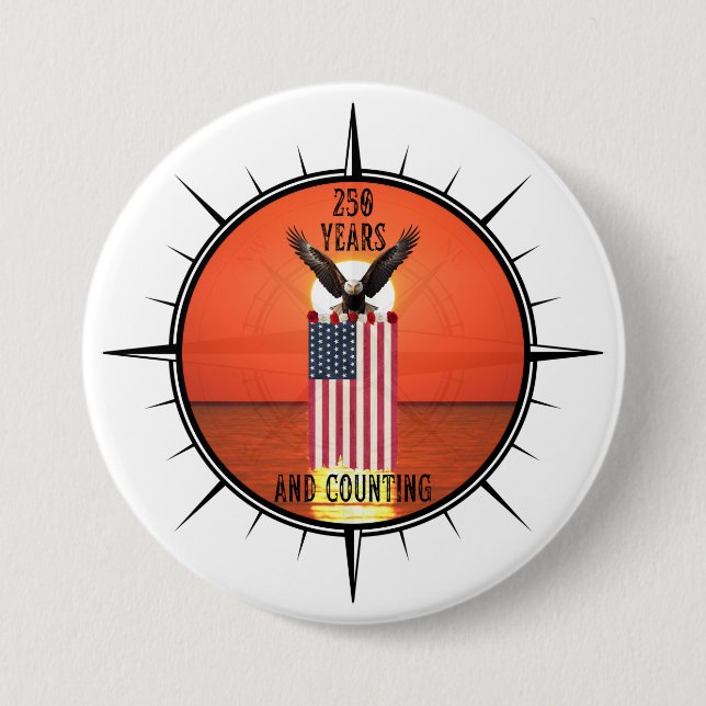 Patriotiska "250 år och räknar" Citat 4 juli Knapp (Framsida)