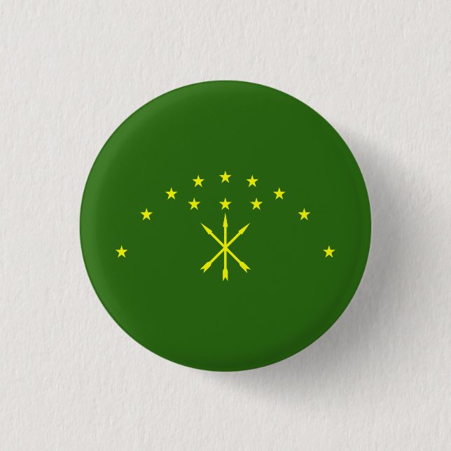 Patriotiska Adygeiska Flaggan Knapp (Framsida)