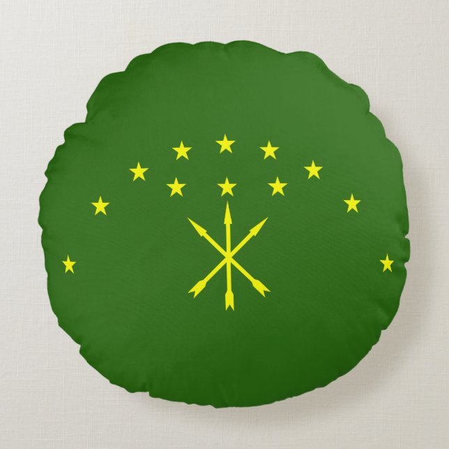 Patriotiska Adygeiska flaggan Rund Kudde (Framsidan)