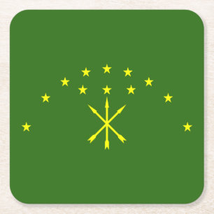 Patriotiska Adygeiska flaggan Underlägg Papper Kvadrat