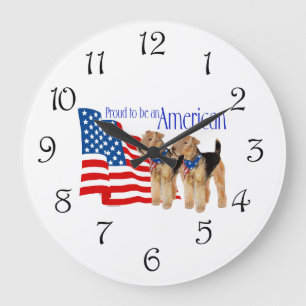 Patriotiska Airedale Terriers Stor Klocka