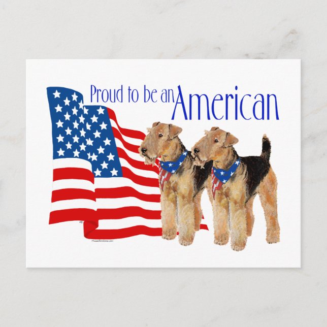 Patriotiska Airedale Terriers Vykort (Framsida)