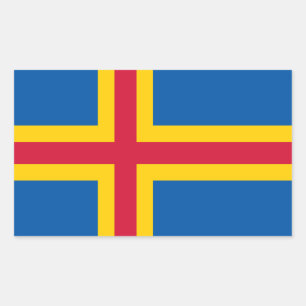 Patriotiska Ålands flagg Rektangulärt Klistermärke