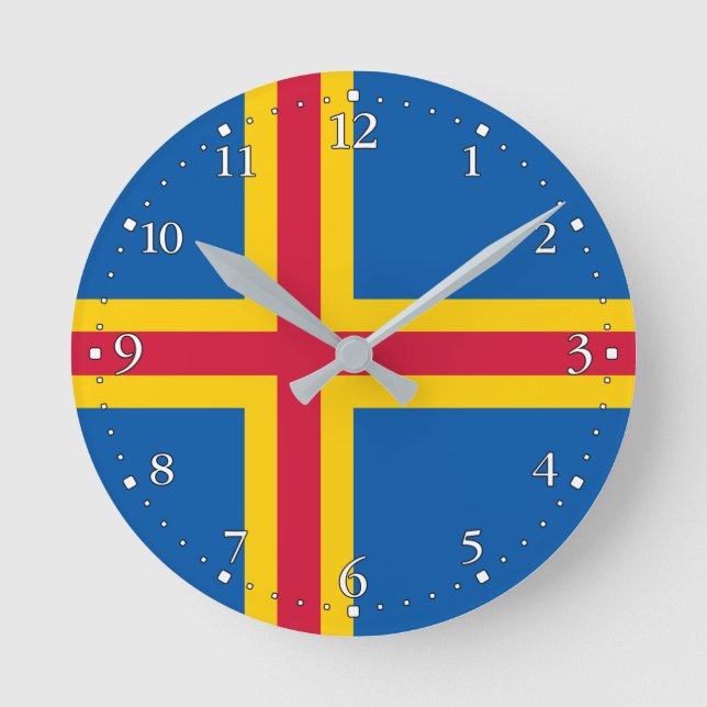 Patriotiska Ålands flagg Rund Klocka (Framsida)