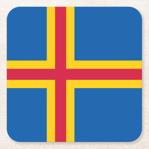 Patriotiska Ålands flagg Underlägg Papper Kvadrat