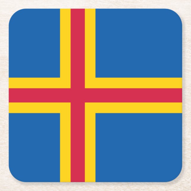 Patriotiska Ålands flagg Underlägg Papper Kvadrat (Framsidan)