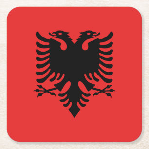 Patriotiska albanska flaggan underlägg papper kvadrat