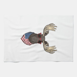 Patriotiska Älg Solglasögon Vintage Vektor Design_ Kökshandduk
