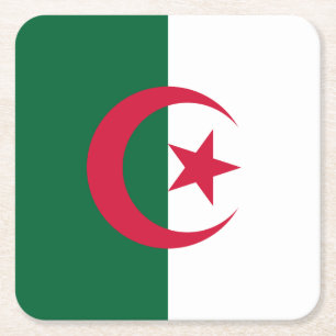 Patriotiska algeriska flaggan underlägg papper kvadrat