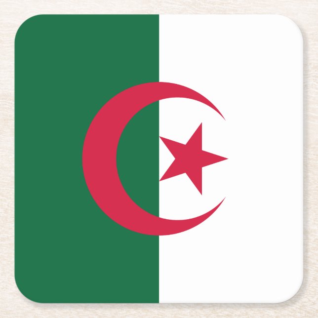 Patriotiska algeriska flaggan underlägg papper kvadrat (Framsidan)