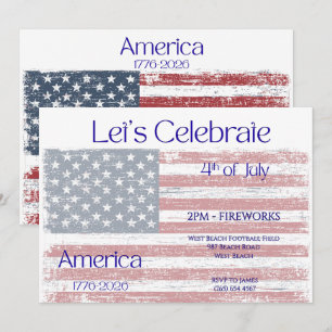 Patriotiska Amerika 1776 - 2026 Flaggfirande I Inbjudningar