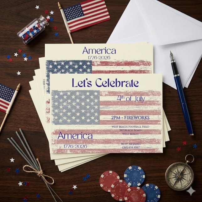 Patriotiska Amerika 1776 - 2026 Flaggfirande Inbjudningar (Skapare uppladdad)