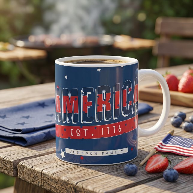 Patriotiska Amerika 1776 4:e Juli Kaffe Kaffemugg (Skapare uppladdad)