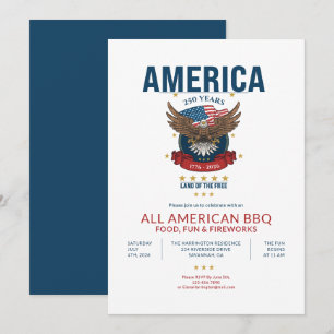 Patriotiska Amerika 250-års All American BBQ USA Ö Inbjudningar
