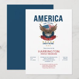 Patriotiska Amerika 250-års familjeåterförening US Inbjudningar