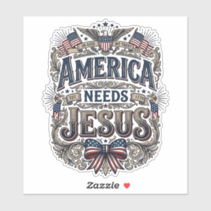 Patriotiska Amerika Behöver Jesus Vintage T-Shirt Klistermärken